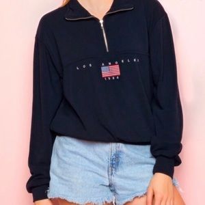 brandy melville navy quarter zip